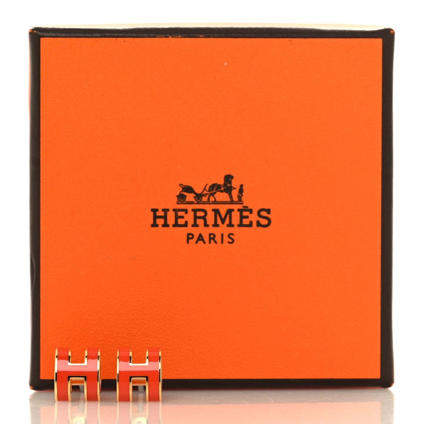 Gold Lacquered Mini Pop H Earrings Orange Field
