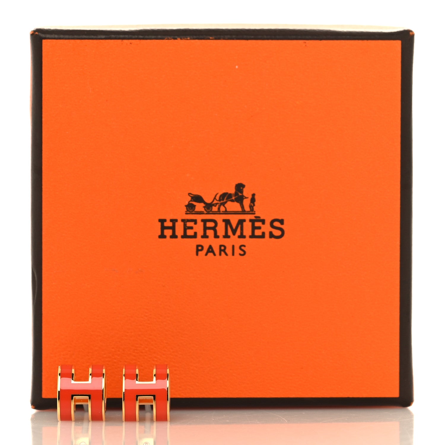 Hermes Gold Lacquered Mini Pop H Earrings Orange Field 6 of 6