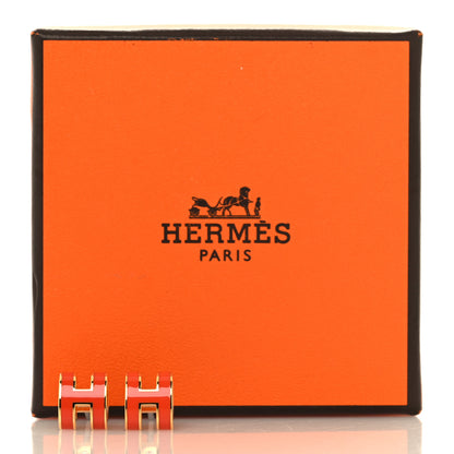 Hermes Gold Lacquered Mini Pop H Earrings Orange Field 6 of 6