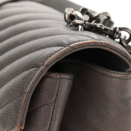 Saint Laurent Sheepskin Matelasse Chevron Monogram Large College Satchel Dark Anthracite 12 of 14