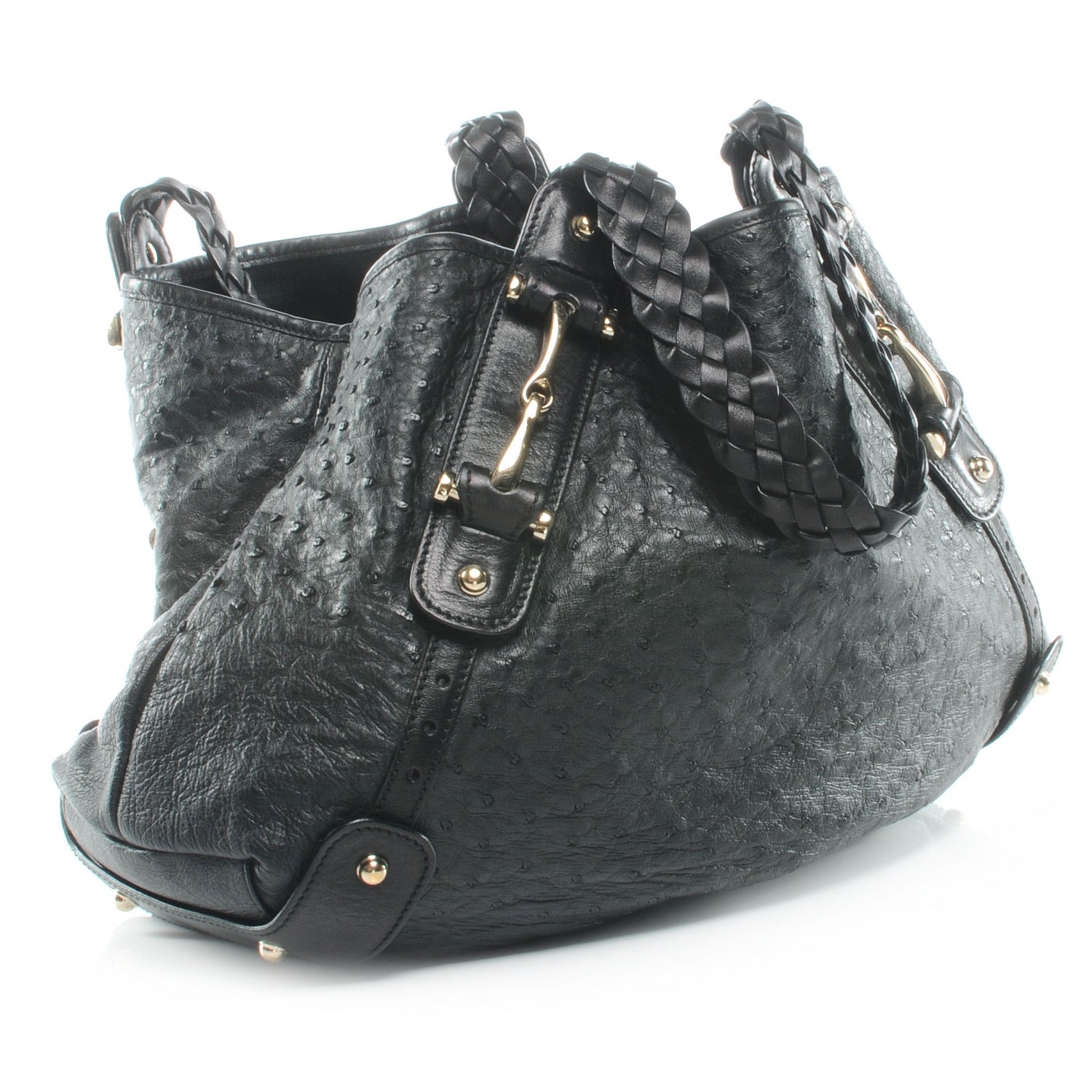 Gucci Ostrich Medium Pelham Tote Black 3 of 7