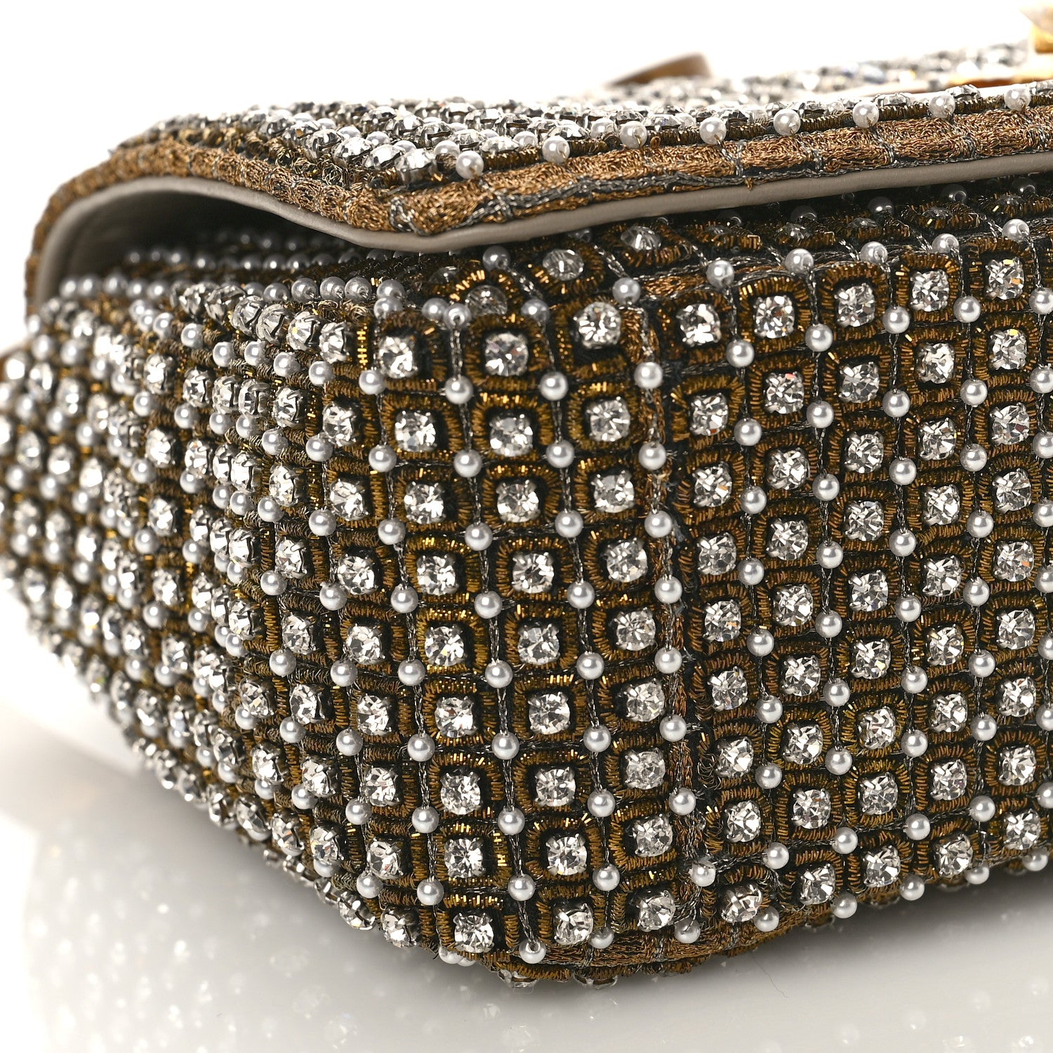 Christian Dior Calfskin Strass Embroidered Small Caro Bag Gold 7 of 9