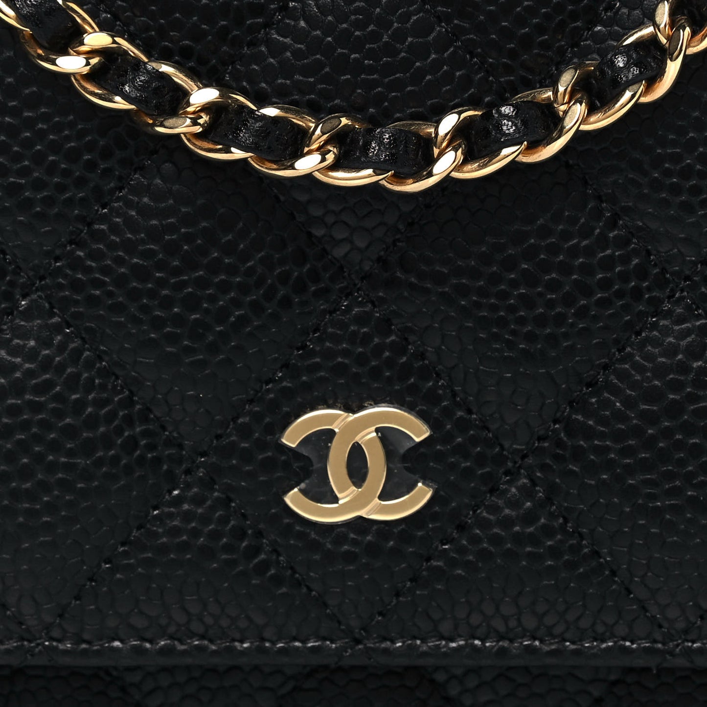 Caviar Quilted Wallet On Chain WOC Black