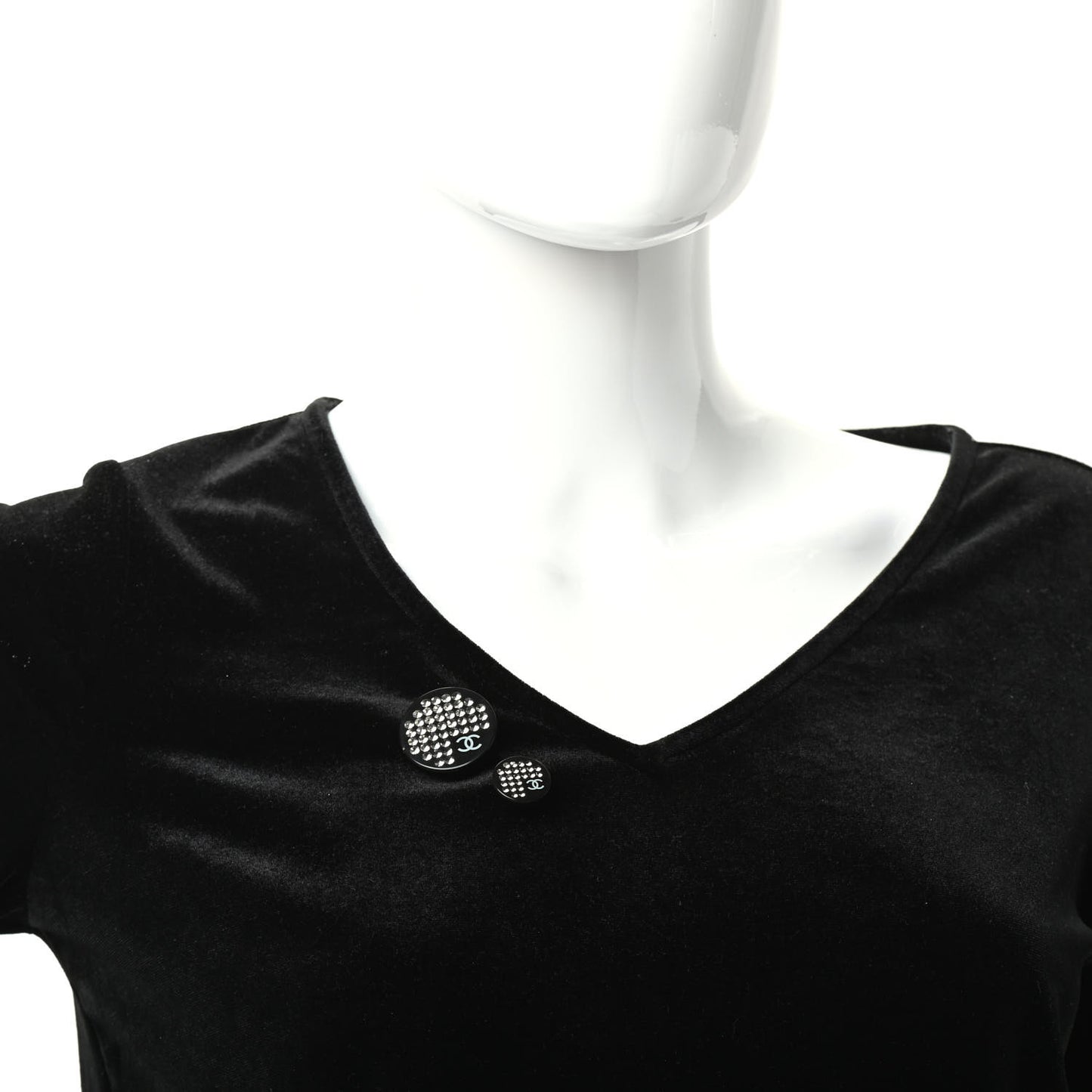 Resin Crystal CC Brooch Set Black