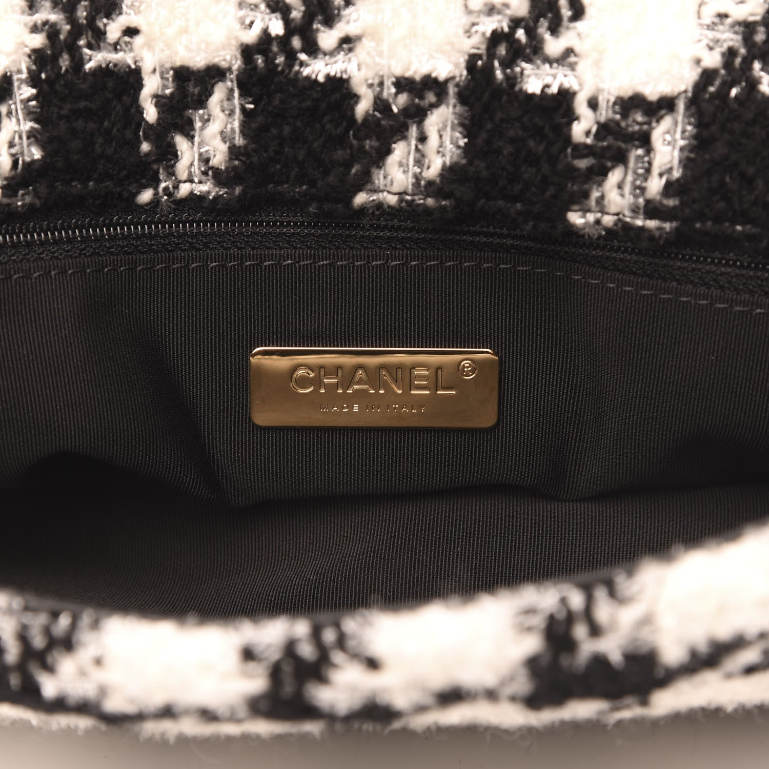 Chanel Tweed Quilted Maxi 19 Flap Black Ecru White 7 of 11