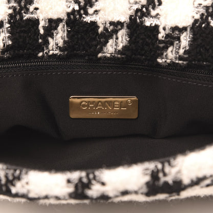 Chanel Tweed Quilted Maxi 19 Flap Black Ecru White 7 of 11