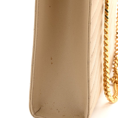 Saint Laurent Grain De Poudre Matelasse Chevron Large Monogram Satchel Nude Powder 10 of 12