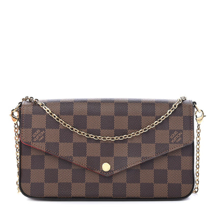 Louis Vuitton Damier Ebene Pochette Felicie Chain Wallet 3 of 9