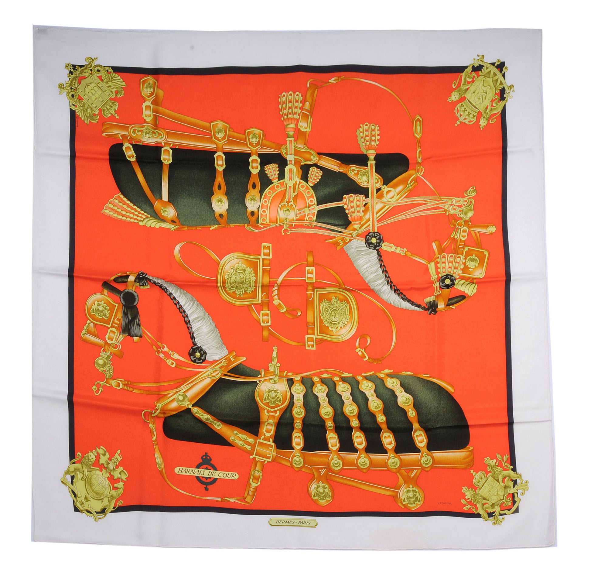 Hermes Silk Harnais De Cour Scarf 90 Orange 2 of 5