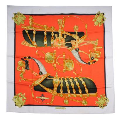 Hermes Silk Harnais De Cour Scarf 90 Orange 2 of 5