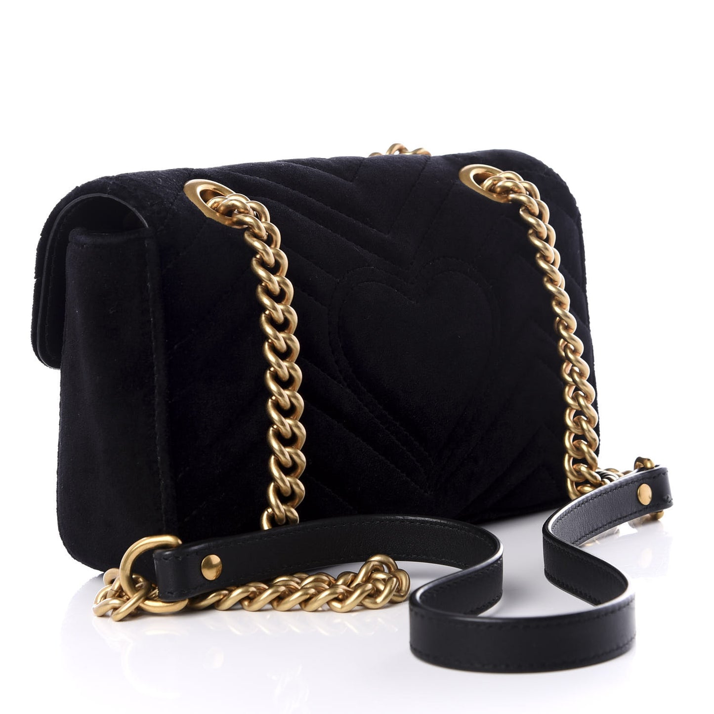 Velvet Matelasse Mini GG Marmont Shoulder Bag Black