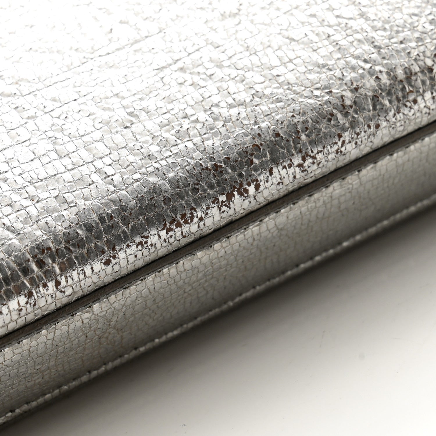 Saint Laurent Textured Metallic Calfskin Classic Monogram Cassandre Clutch Silver 16 of 16