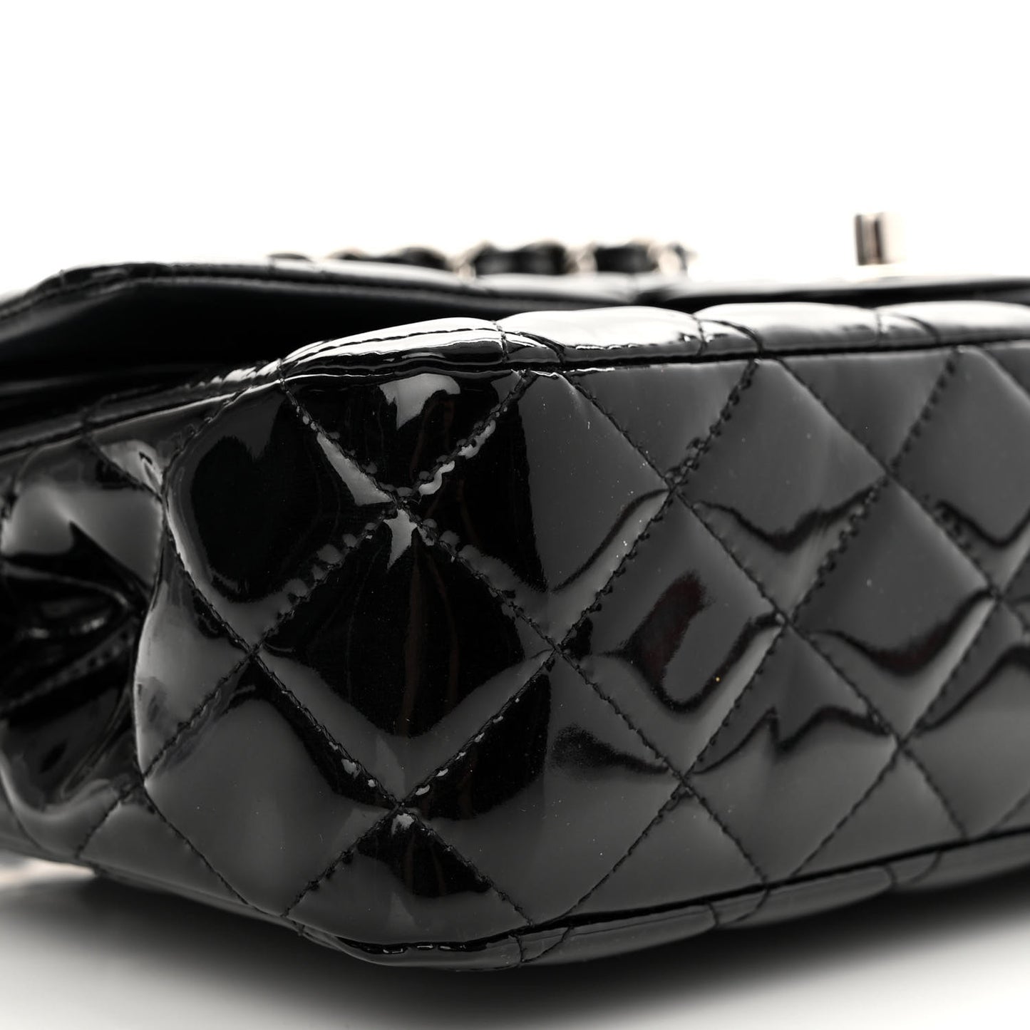 Patent Quilted Medium Double Flap Black
