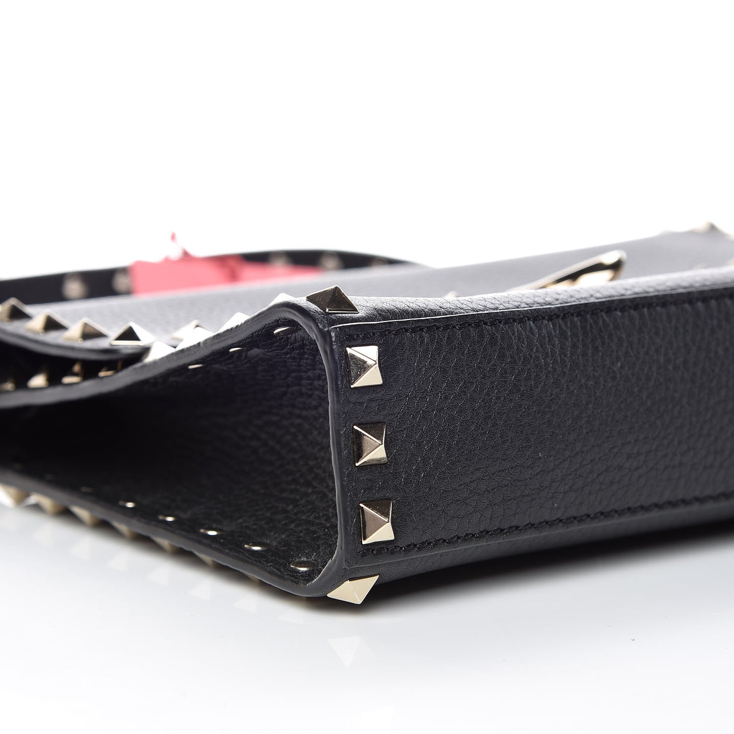 Pebbled Calfskin Medium Rockstud Flip Lock Crossbody Bag Black