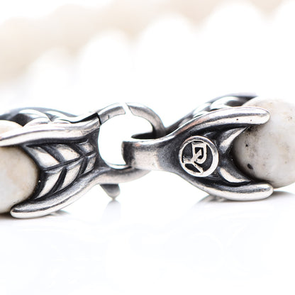 David Yurman Sterling Silver White Agate 8mm Spiritual Beads Bracelet 5 of 5