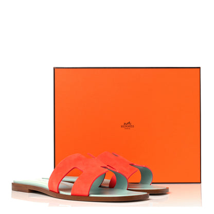 Hermes Suede Goatskin Oran Sandals 39.5 Rose Sorbet 9 of 9