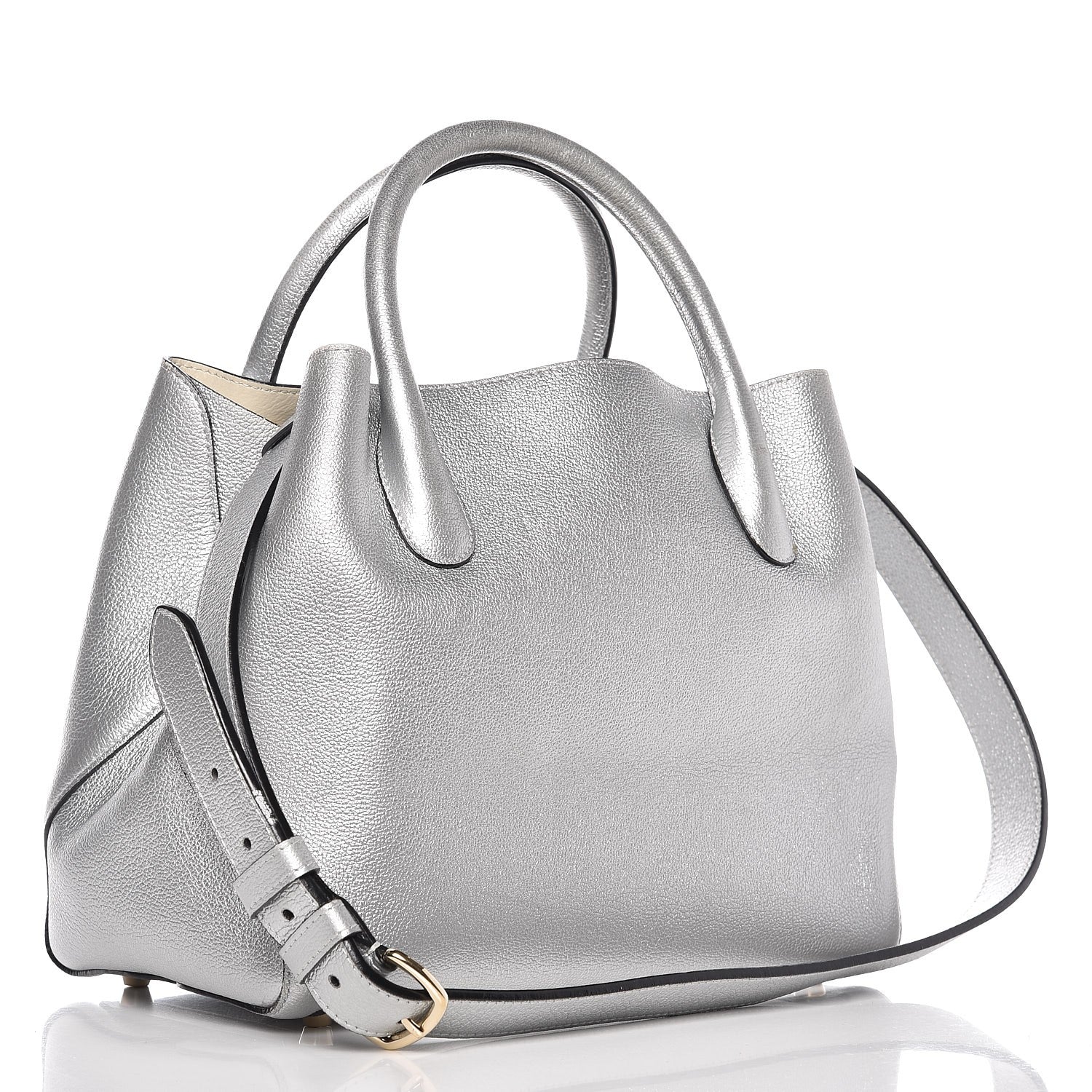 Christian Dior Metallic Supple Grained Calfskin Medium Open Bar Tote Silver 4 of 8