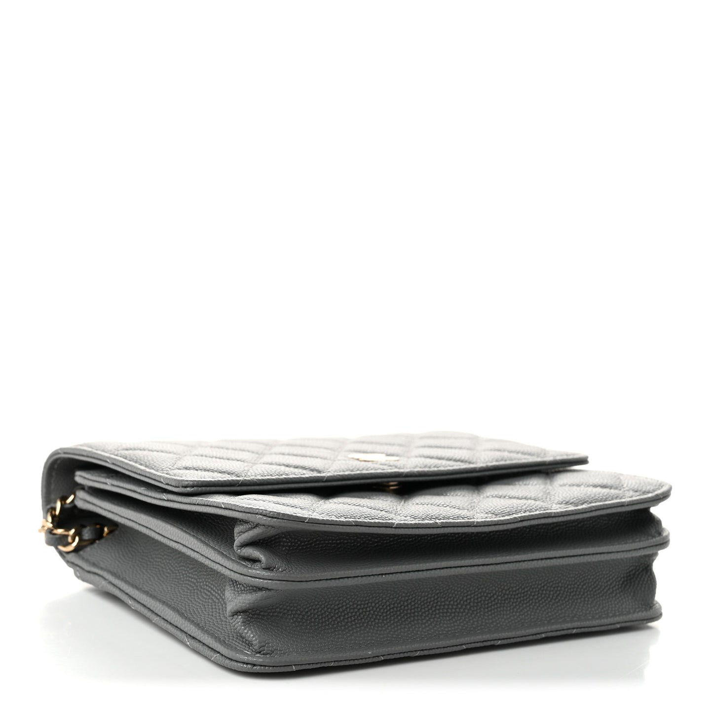 Caviar Quilted Square Wallet On Chain WOC Grey