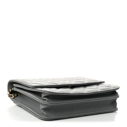 Chanel Caviar Quilted Square Wallet On Chain WOC Grey 3 of 11