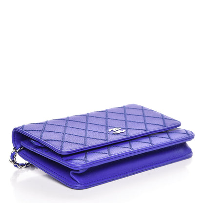 Chanel Calfskin Quilted Fancy CC Wallet On Chain WOC Blue 4 of 9