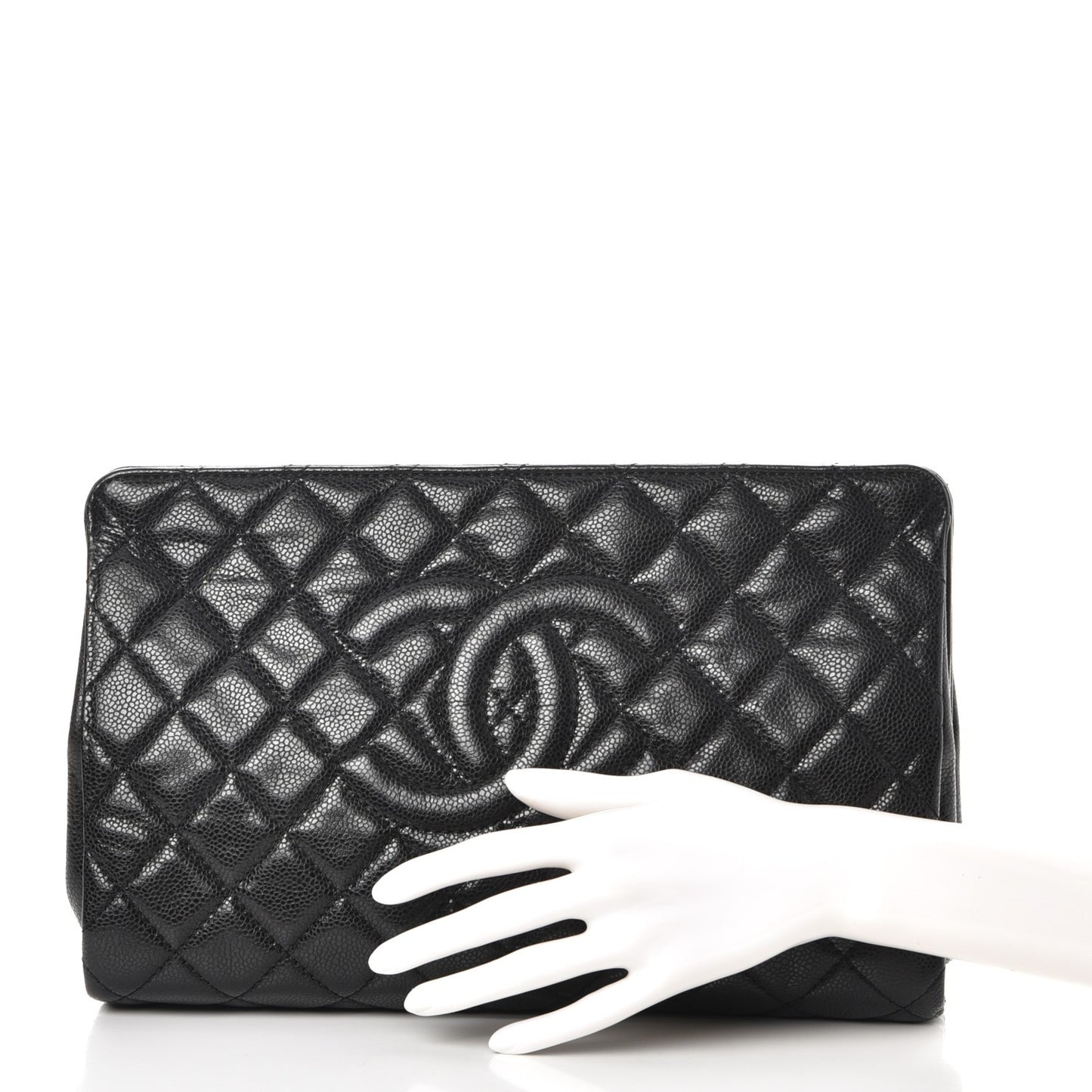 Caviar Quilted CC Large Clutch Black