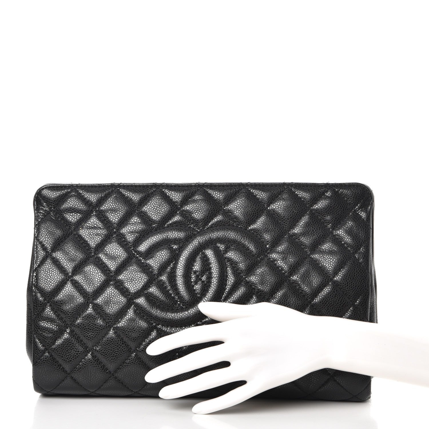 Chanel Caviar Quilted CC Large Clutch Black 2 of 8
