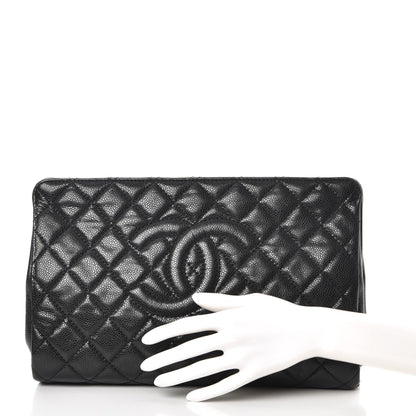Chanel Caviar Quilted CC Large Clutch Black 2 of 8