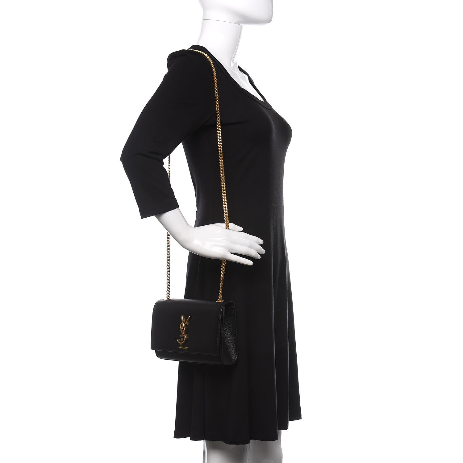 Saint Laurent Grain De Poudre Small Monogram Kate Satchel Black 2 of 10