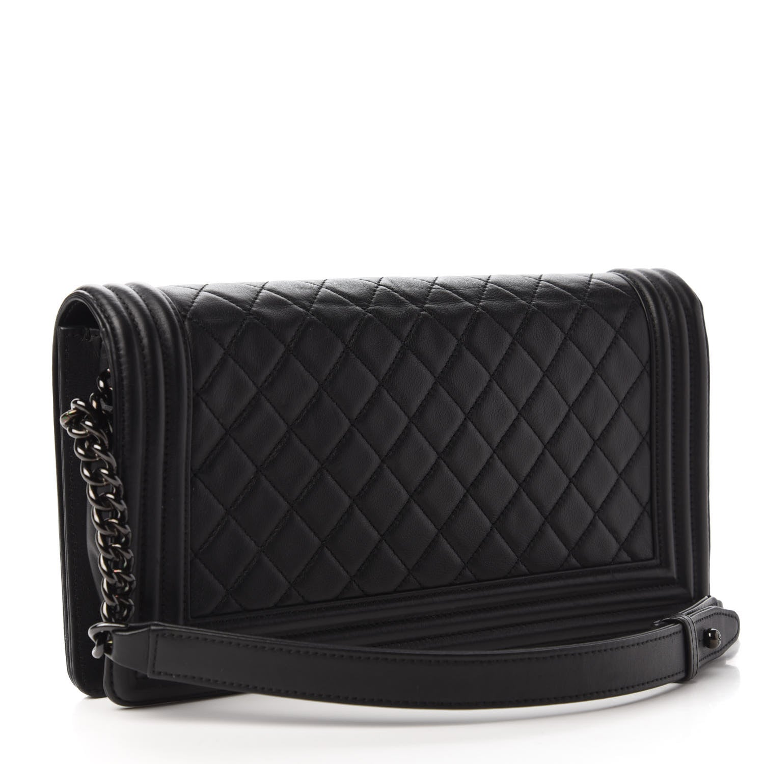 Chanel Calfskin Quilted Boy Clutch With Removable Chain So Black 3 of 11