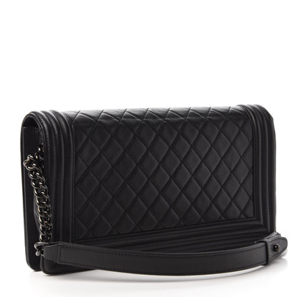 Chanel Calfskin Quilted Boy Clutch With Removable Chain So Black 3 of 11