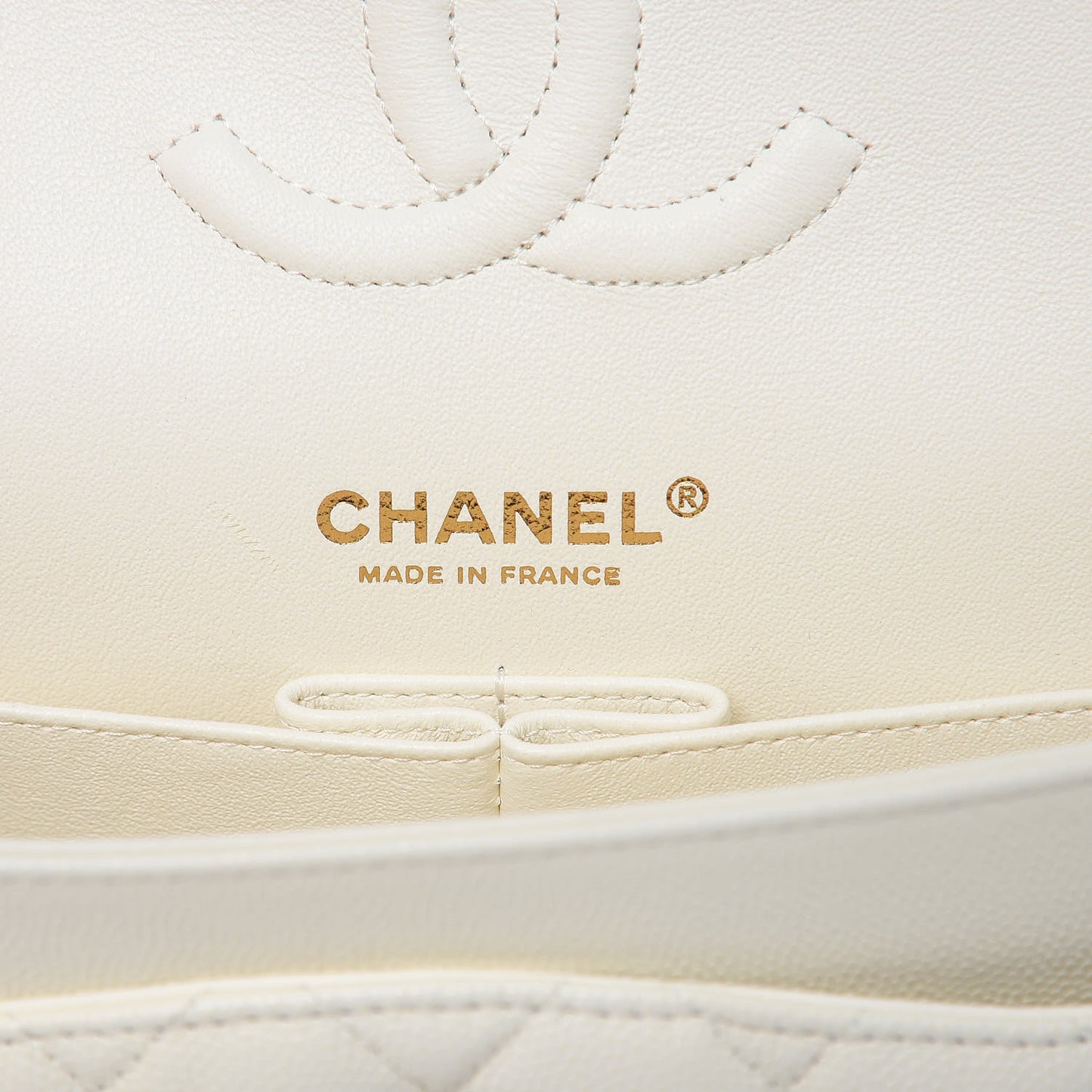 Caviar Quilted Medium Double Flap White