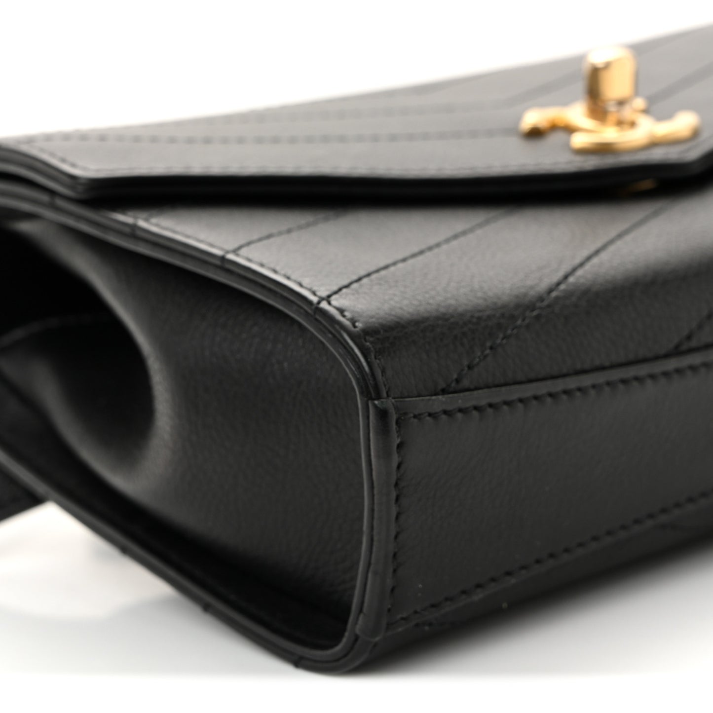 Calfskin Chevron Stitched Coco Waist Bag Black