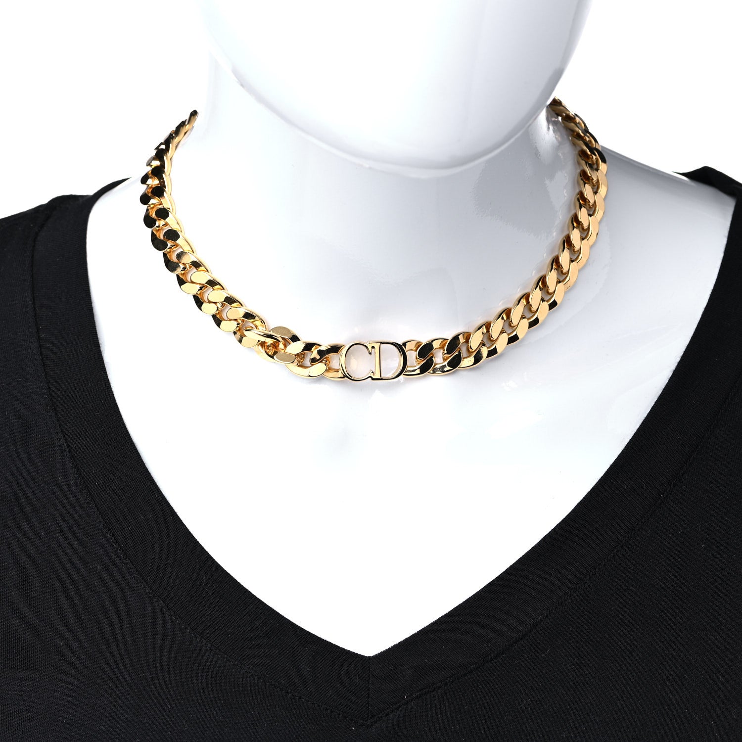 Christian Dior Metal Danseuse Etoile Chain Choker Necklace Gold 2 of 5