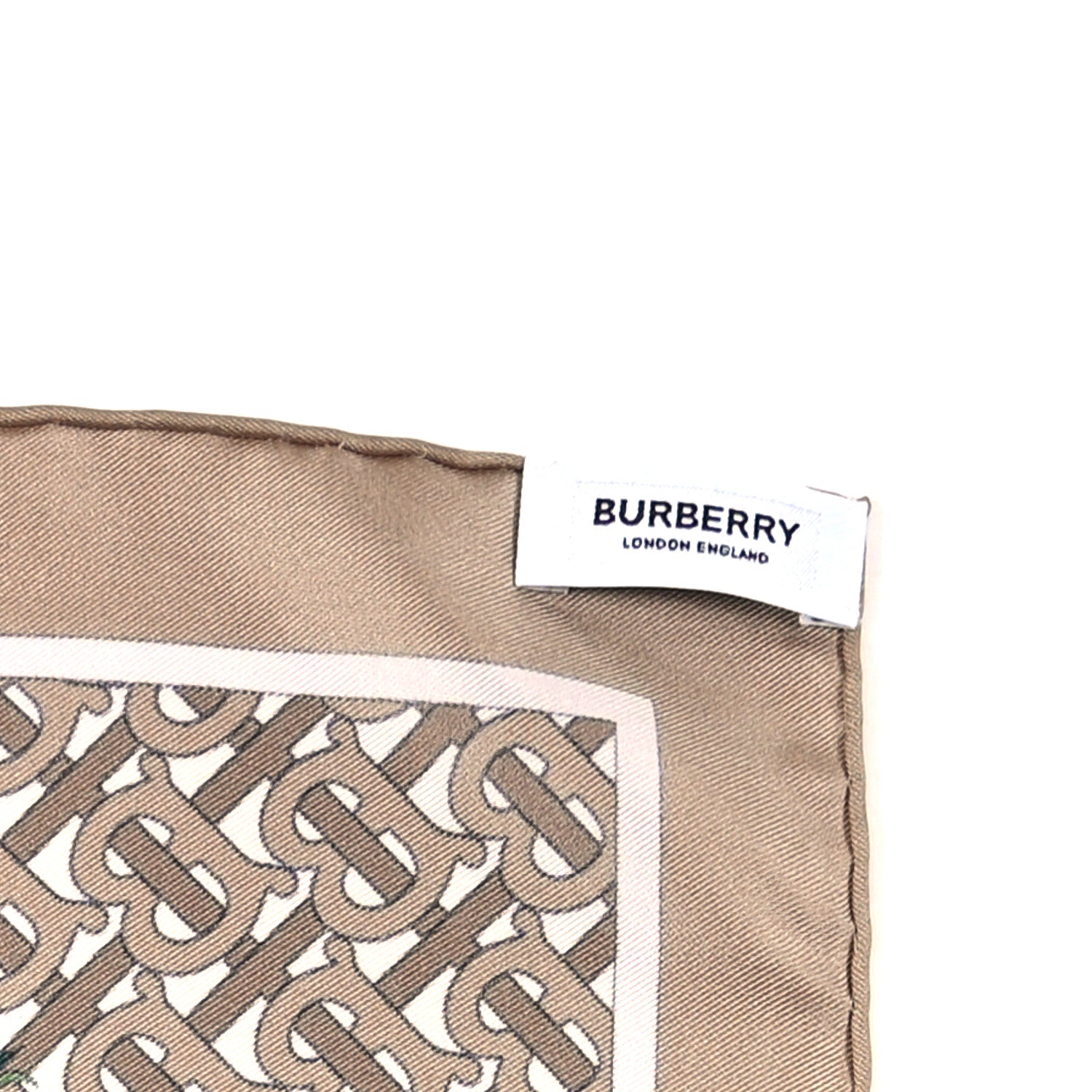 Burberry Silk TB Monogram Floral Print Square Scarf Pink Beige 3 of 4