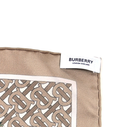 Burberry Silk TB Monogram Floral Print Square Scarf Pink Beige 3 of 4