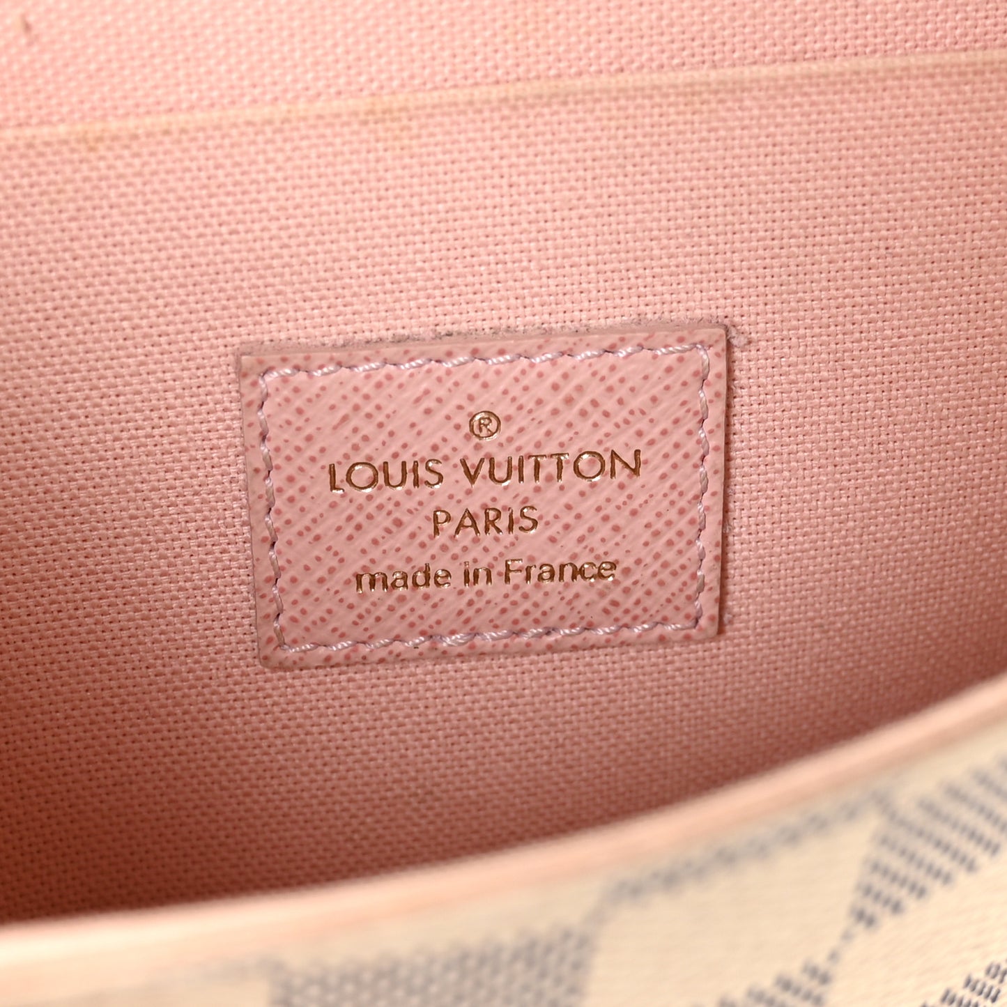 Damier Azur Pochette Felicie Chain Wallet Rose Ballerine