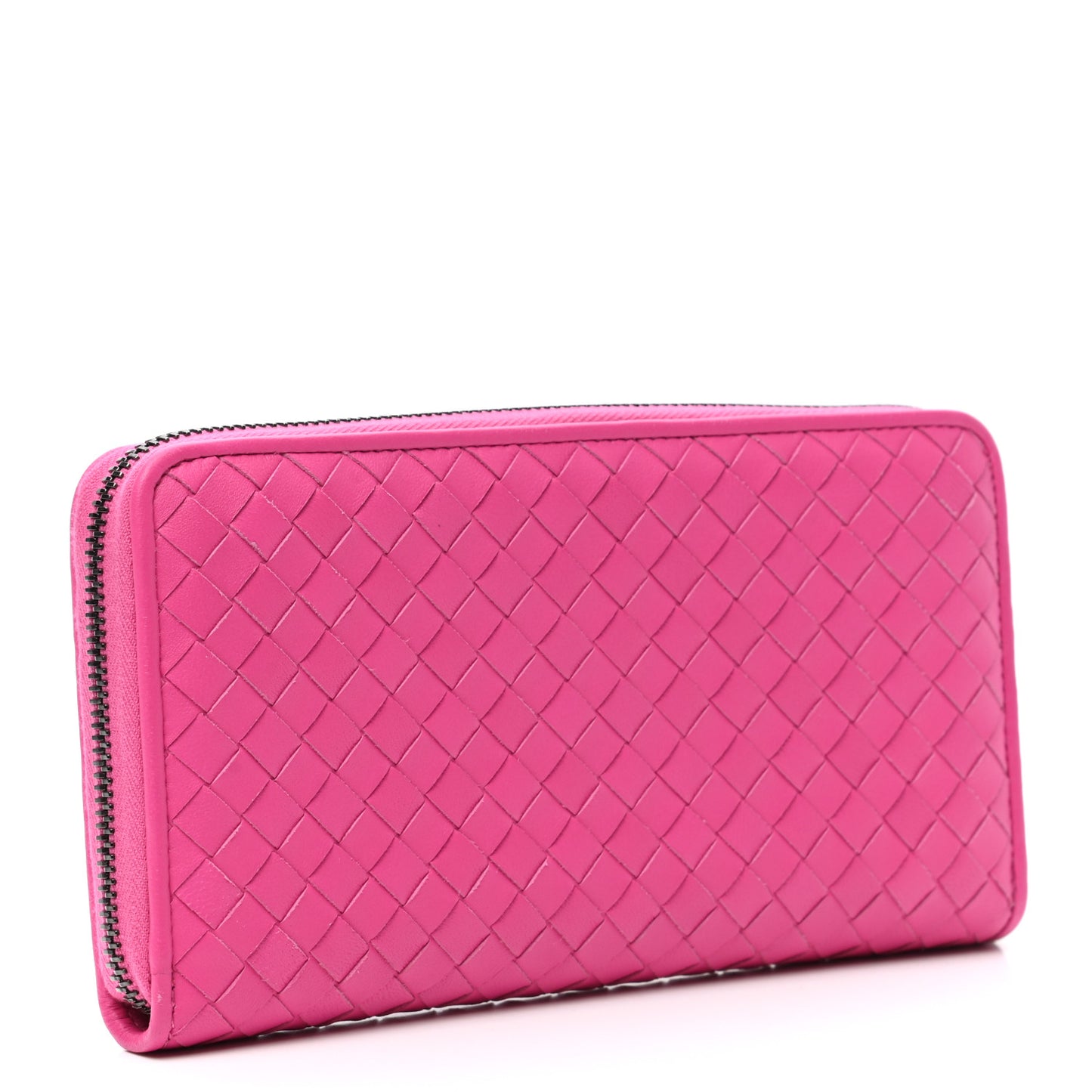 Nappa Intrecciato Zip Around Wallet Pink
