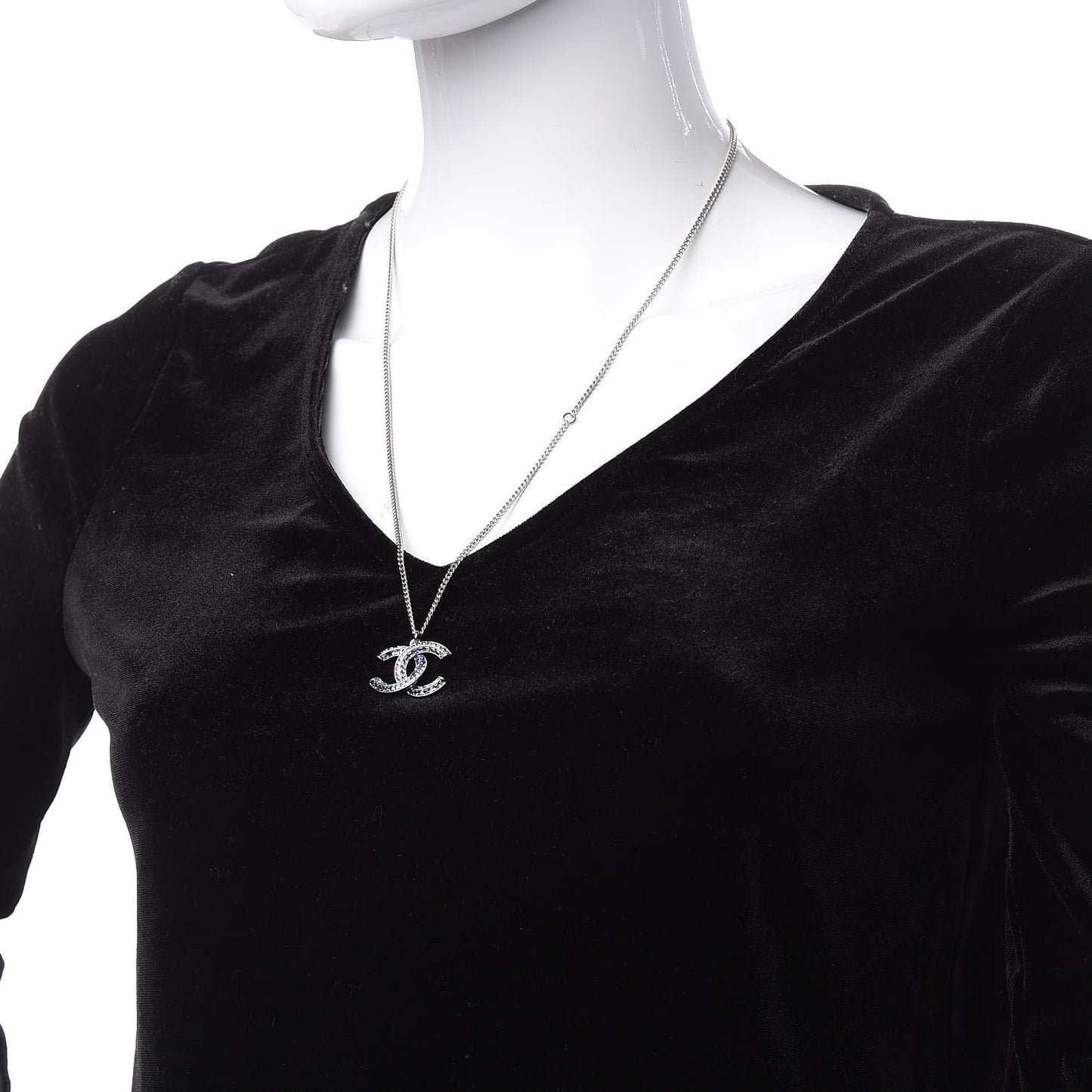 Crystal Baguette CC Necklace Blue