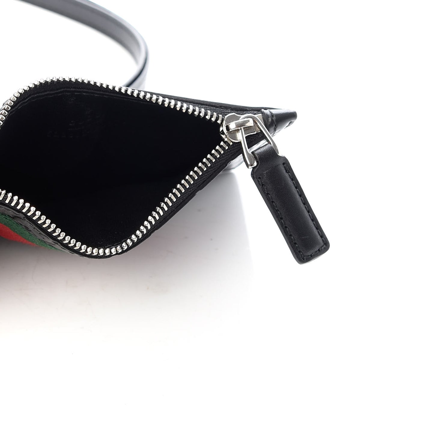 Guccissima Web Lanyard Coin Case Card Holder Black