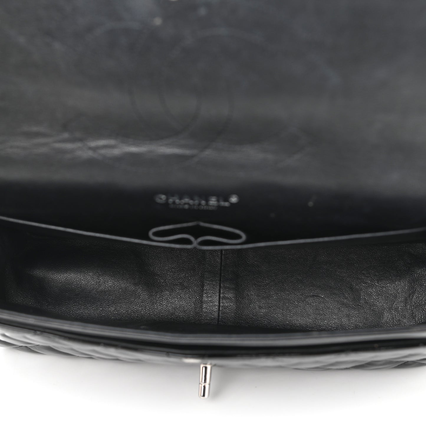 Patent Quilted Jumbo Double Flap Black