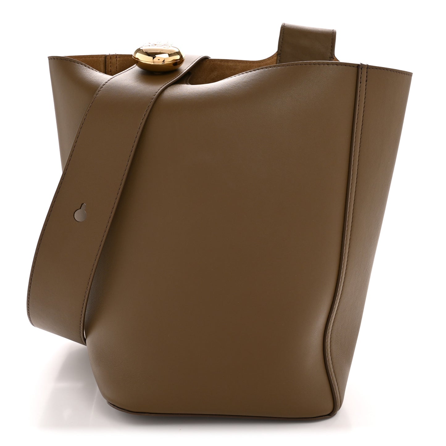 Smooth Calfskin Medium Pebble Bucket Bag Oak