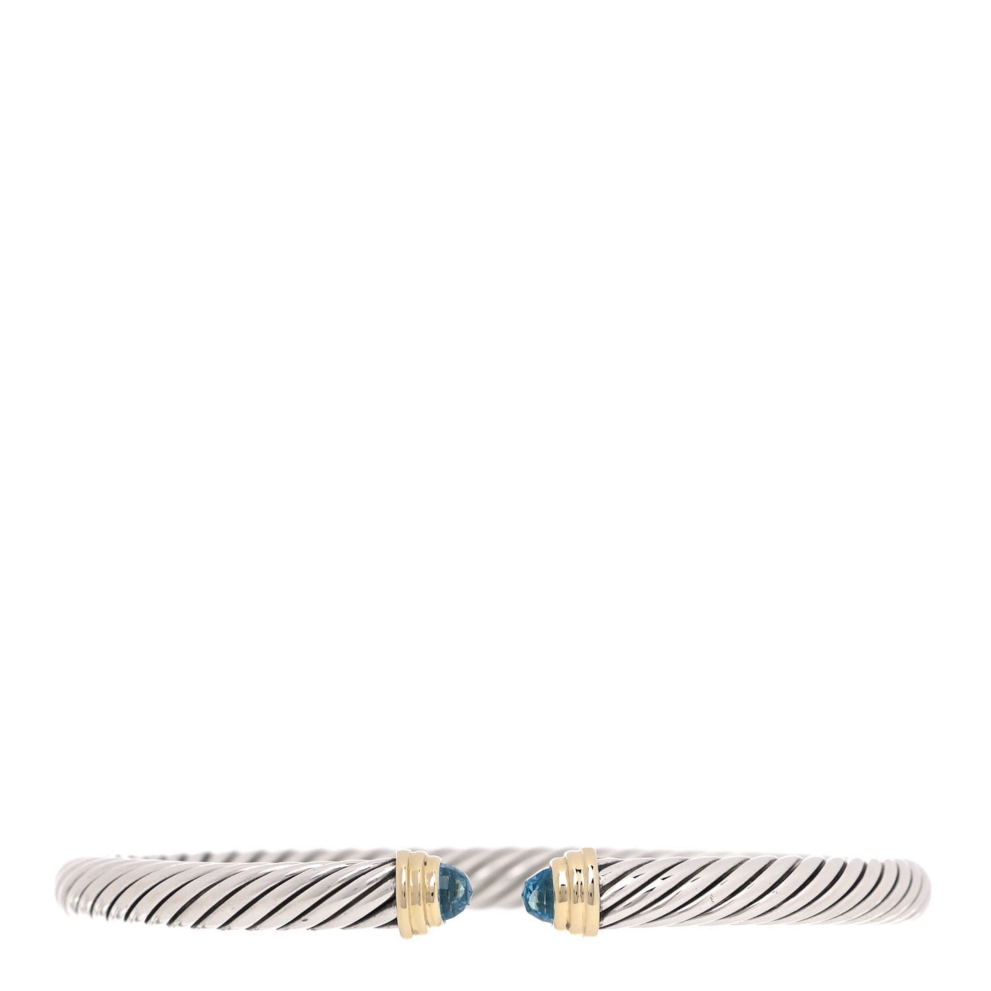 Sterling Silver 14K Yellow Gold Blue Topaz 5mm Cable Classics Petite Color Bracelet