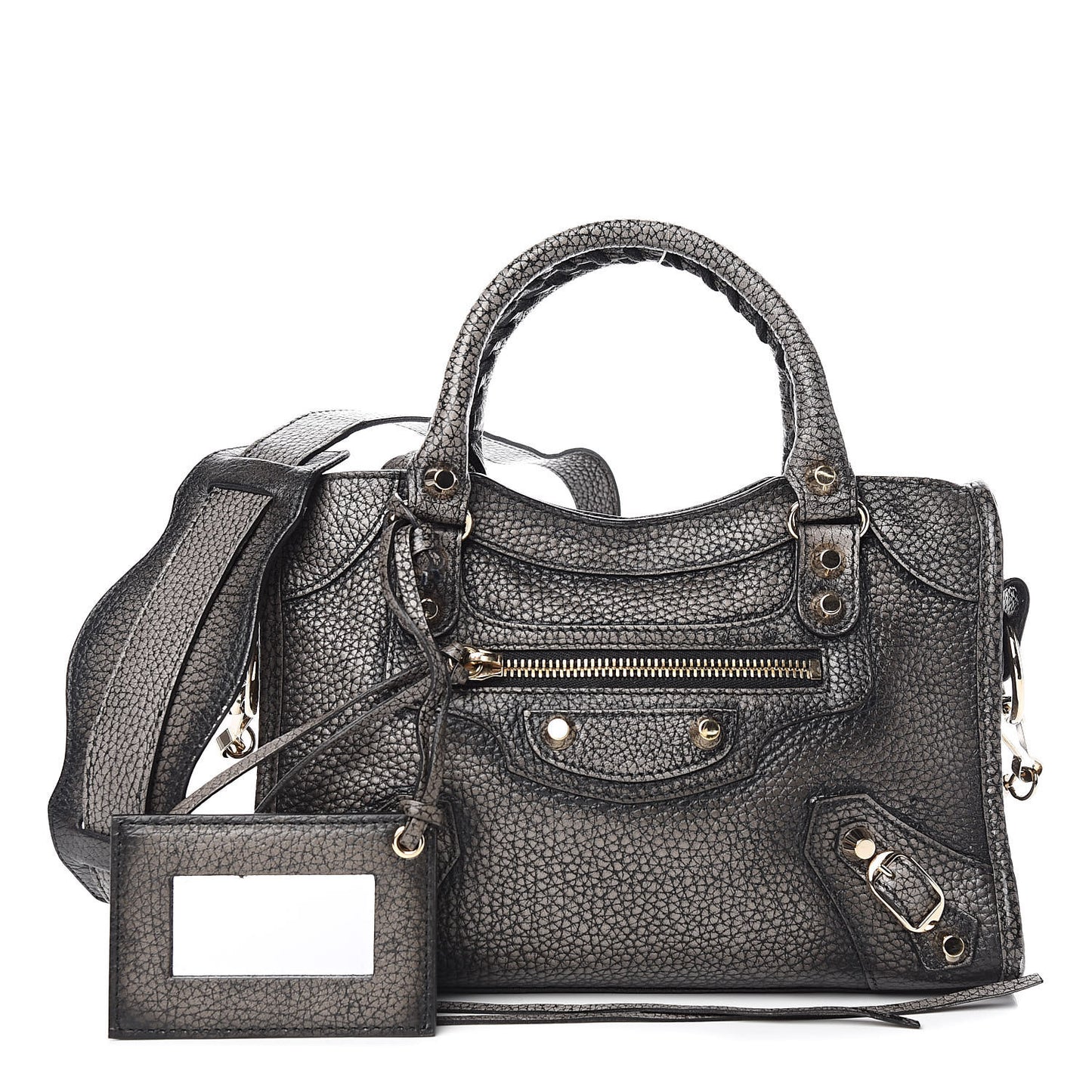 Grained Calfskin Classic Gold Hardware Mini City Ombre Grey Gradient
