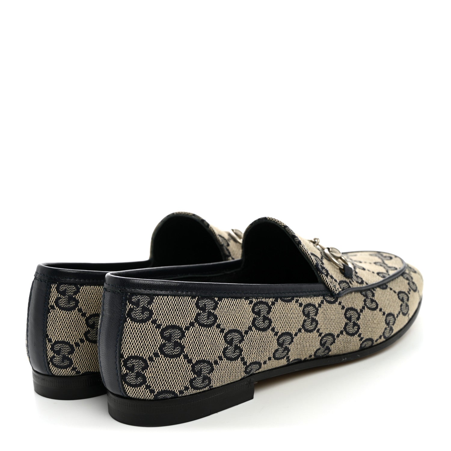 Gucci Monogram Malaga Kid Horsebit Womens Jordaan Loafers 36 Beige Blue 36 Beige Blue 4 of 9