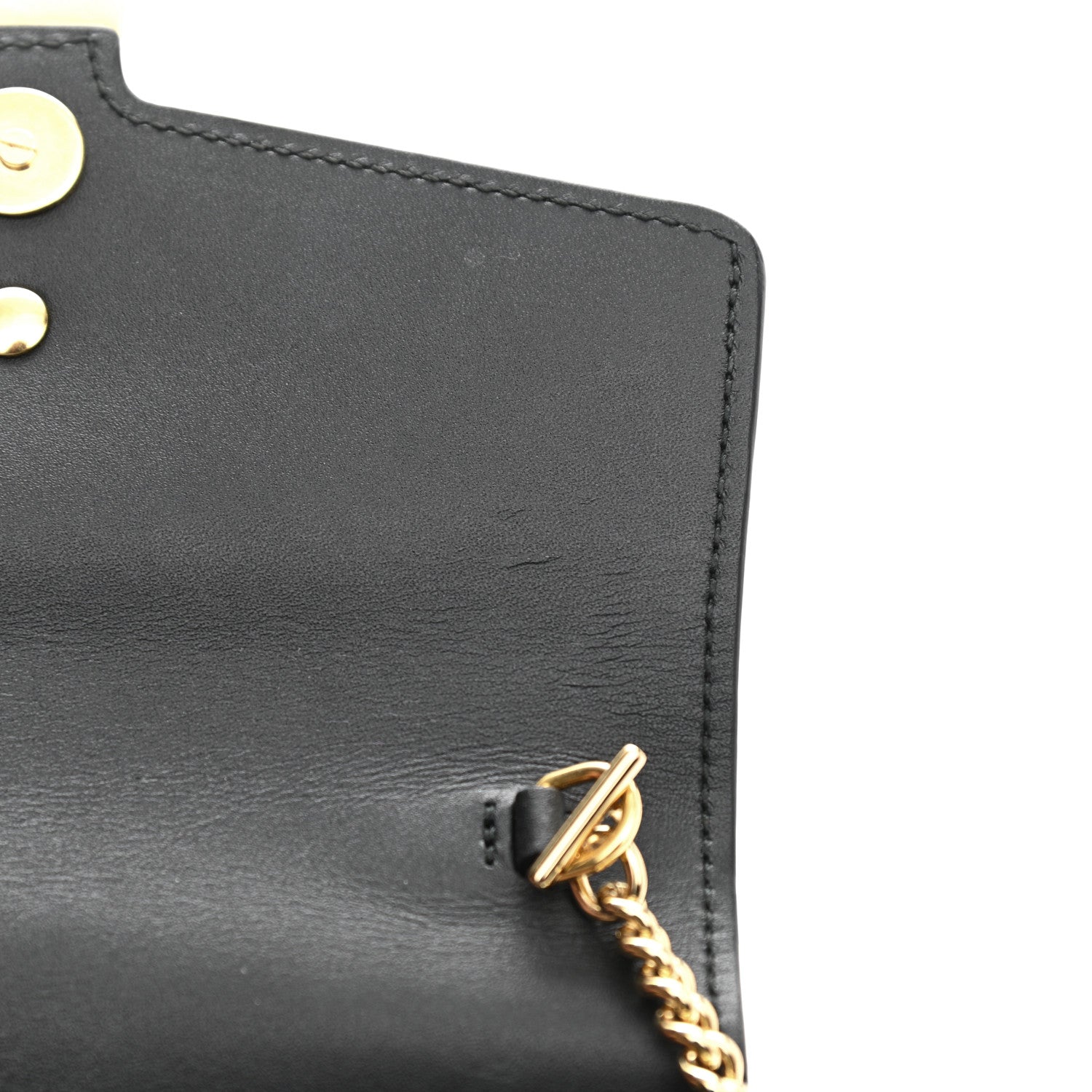 Gucci Calfskin Super Mini Sylvie Chain Shoulder Bag Black 9 of 10