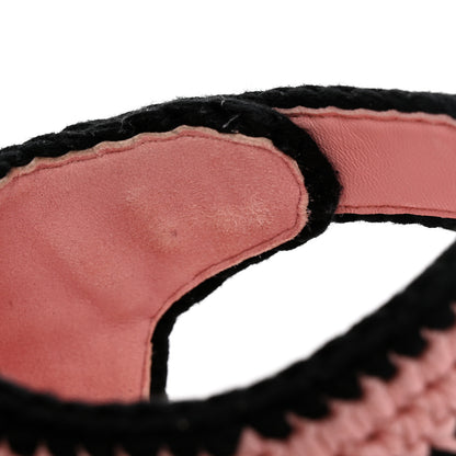 Chanel Braided Knit Cap Toe CC Ankle Strap Espadrilles 37 Light Pink Black 10 of 13