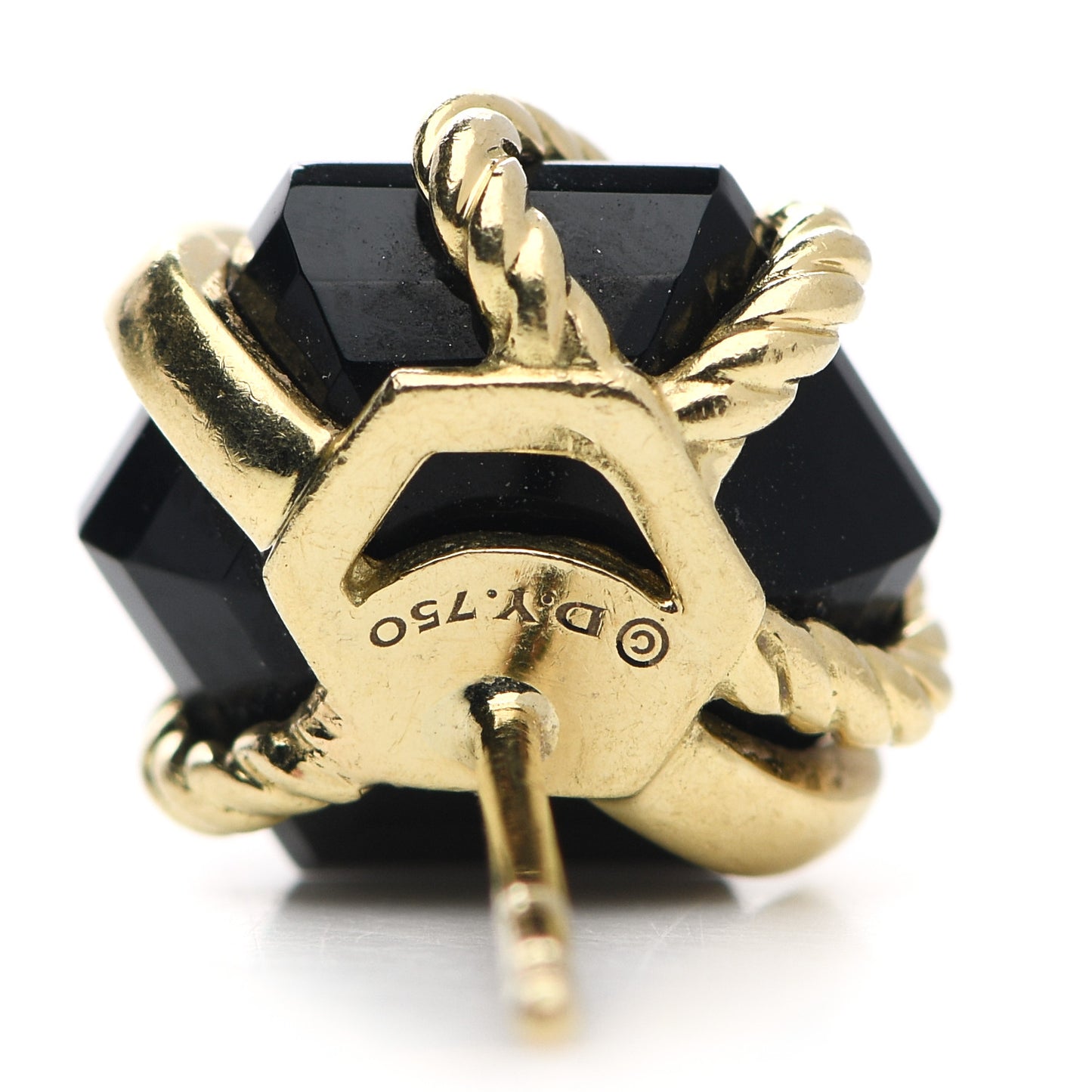 18K Yellow Gold Diamond Onyx 10mm Cable Wrap Earrings