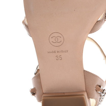 Chanel Lambskin CC Chain Sandals 35 Beige 6 of 9