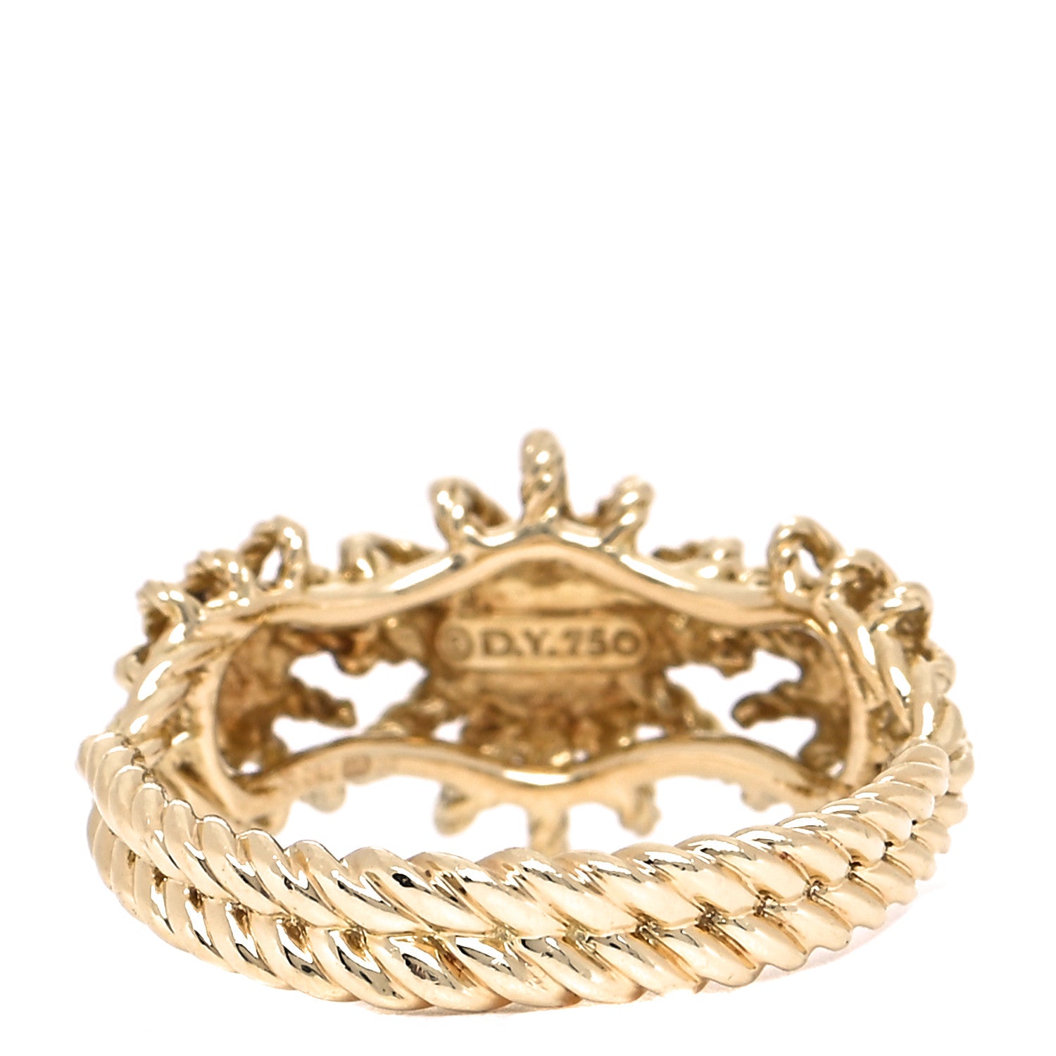 David Yurman 18K Yellow Gold Diamond Starburst Three Station Ring 49 4.75 2 of 4