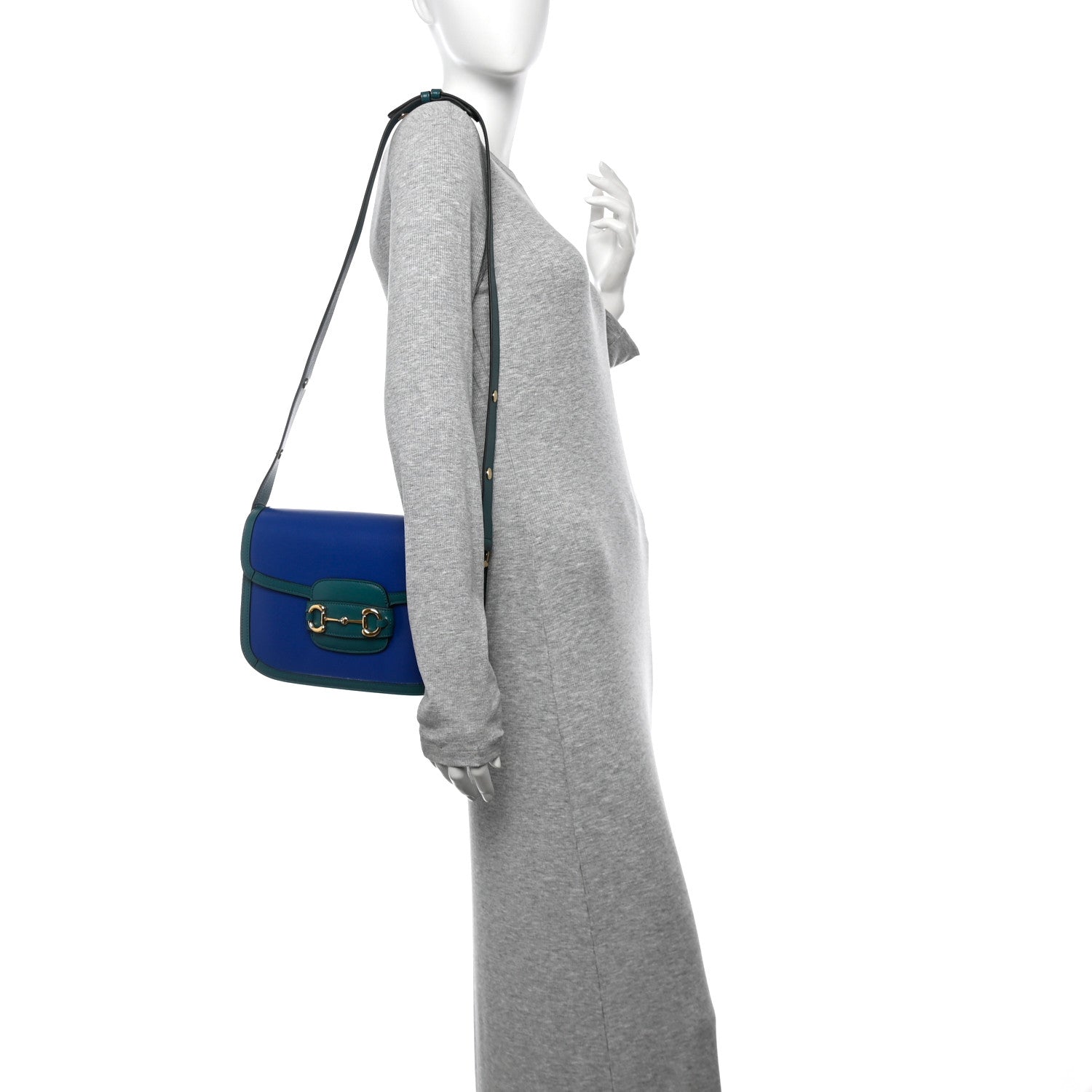 Gucci Azalea Calfskin Horsebit 1955 Shoulder Bag Imperial Blue Pavone 2 of 10